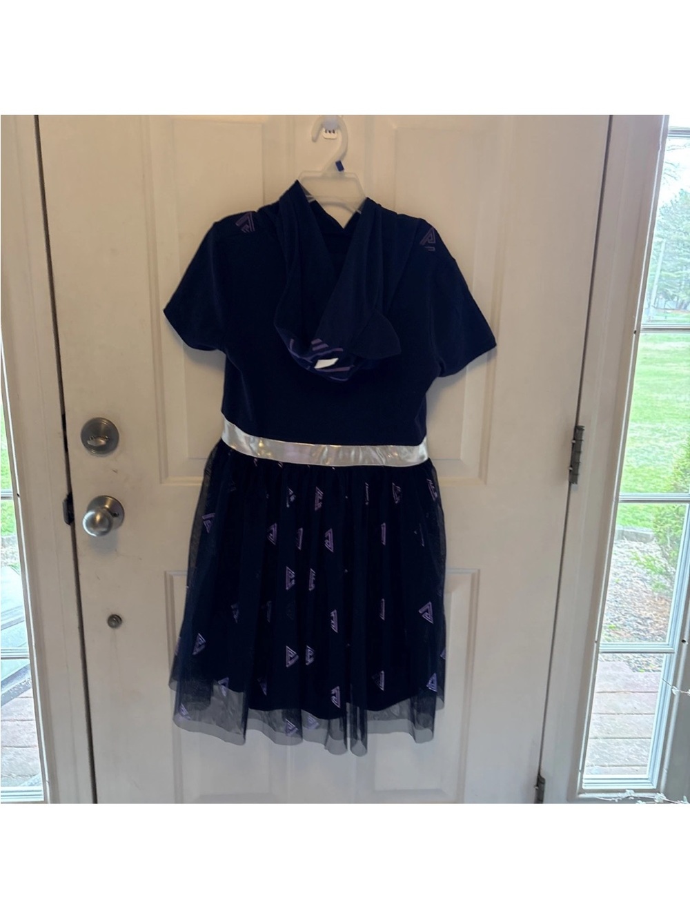 Marvel Black Dress with Purple Accents and Silver Waistband